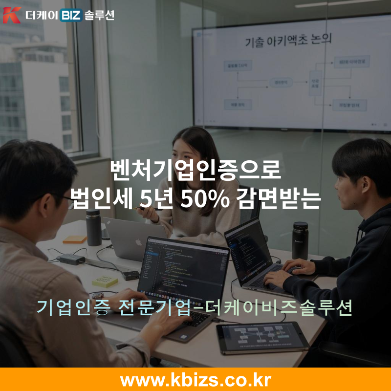 벤처기업인증으로 법인세 5년 50% 감면받는